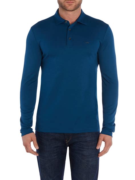 michael kors sleek long sleeve polo shirt|Men Michael Kors .